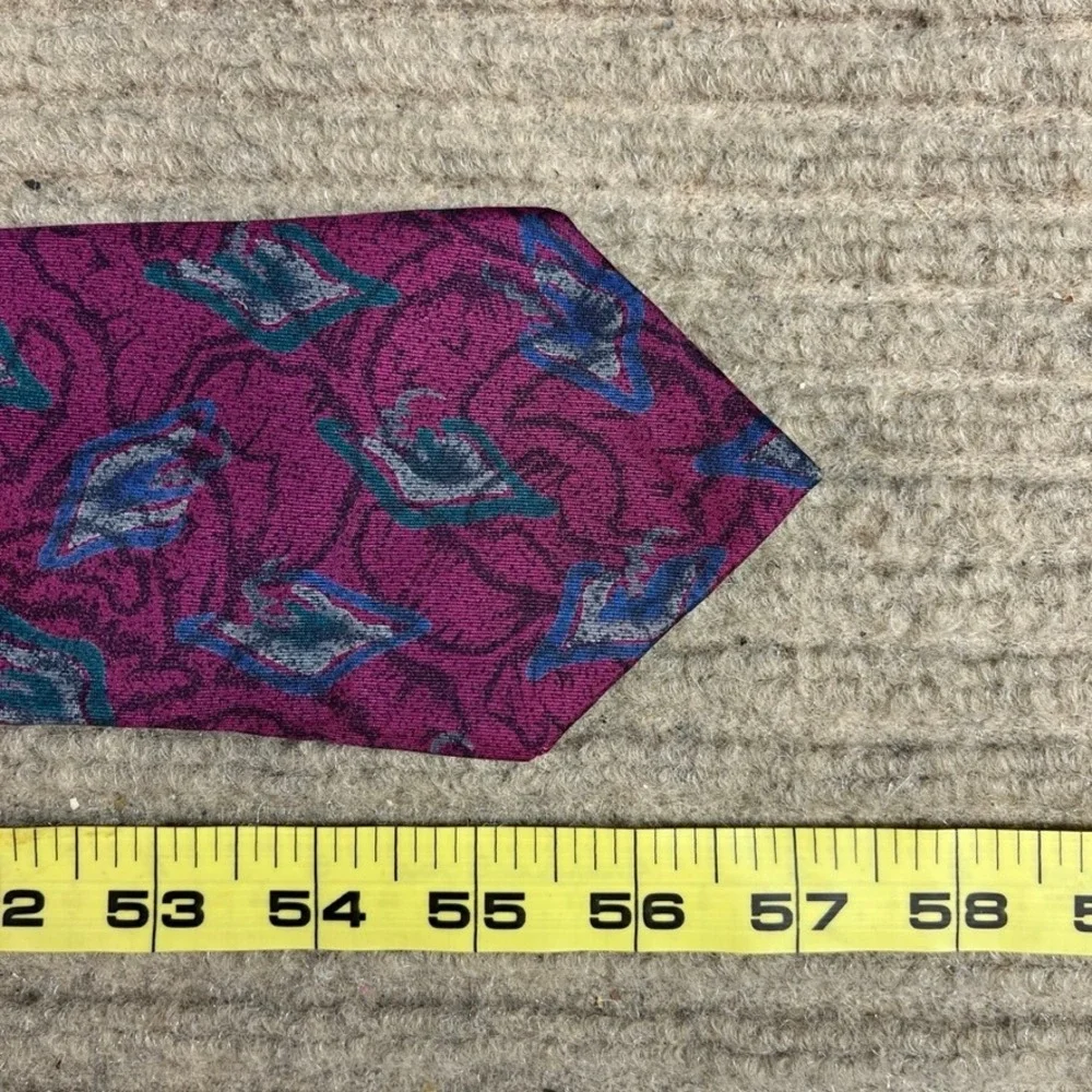 Strathmore Anderson-Little Mens Silk Tie Burgundy Blue Geometric Made in Italy